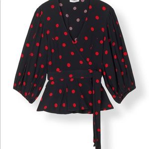 [SOLD] GANNI Polka Wrap Blouse